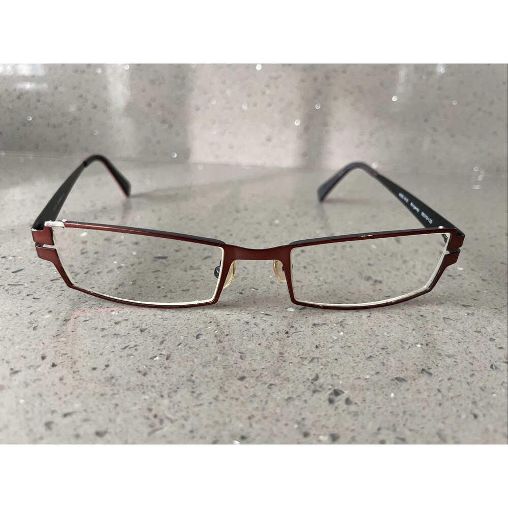 No Label Denmark Rectangular Eyeglasses Frames ONLY 50-19-135 Mod 1012 Burgandy